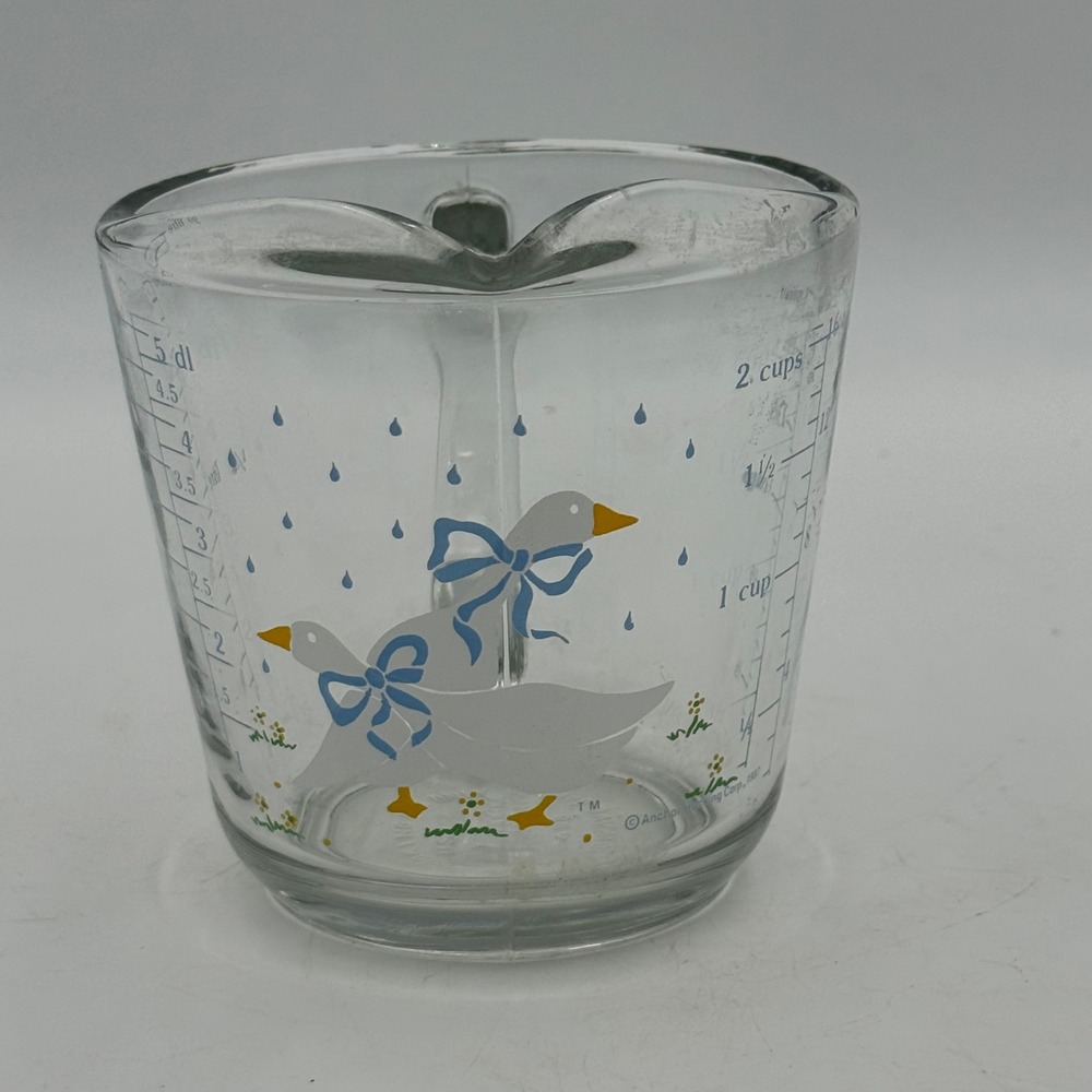 Vintage 1987 Anchor Hocking Country Geese Glass Measuring Cup 2 Cup 16 oz USA